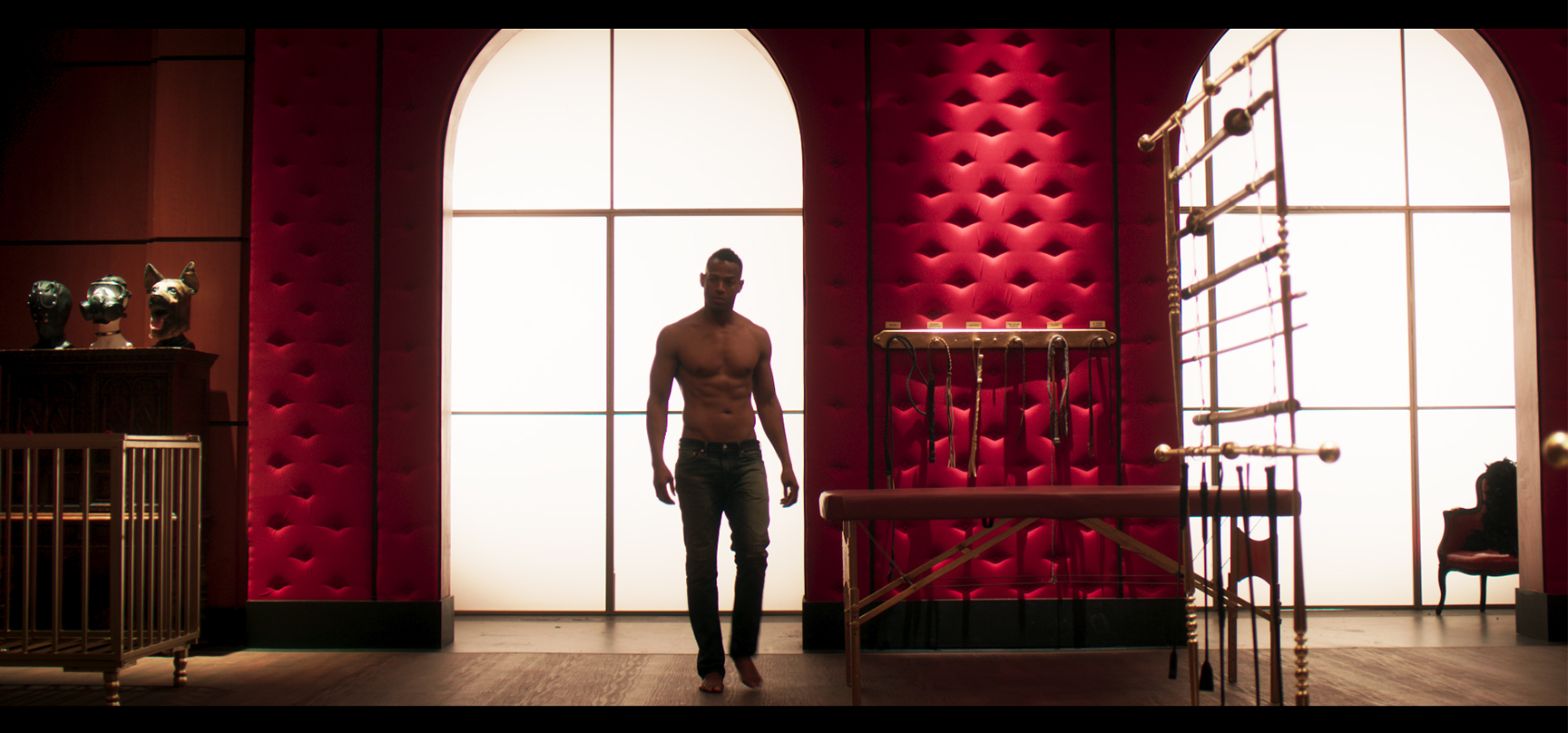 A cinematic red interior from Ermanno’s visual archive